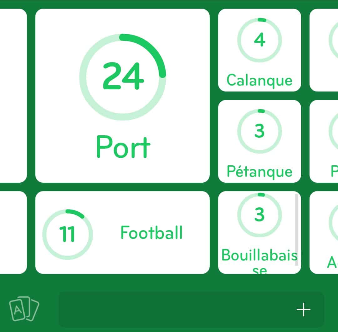 Images des solutions, réponses et aide pour le niveau 59 : Marseille du jeu mobile 94%