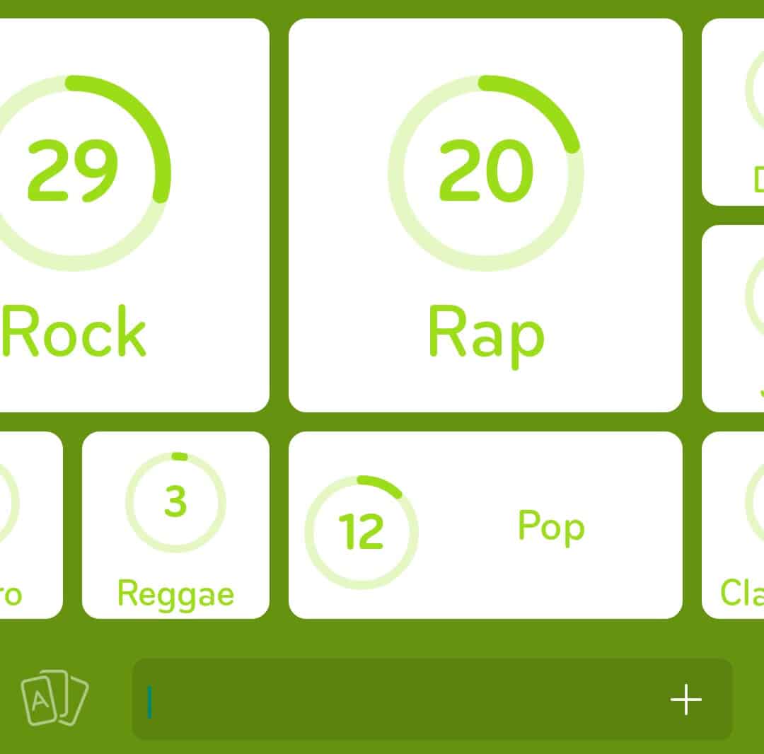Images des solutions, réponses et aide pour le niveau 69 : Style de musique du jeu mobile 94%