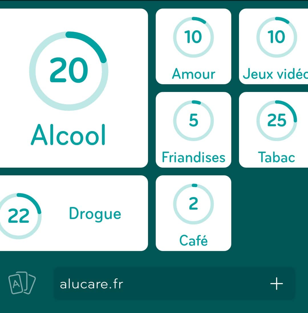 Images des solutions, réponses et aide pour le niveau 5 : Choses qui créent une dépendance du jeu mobile 94%