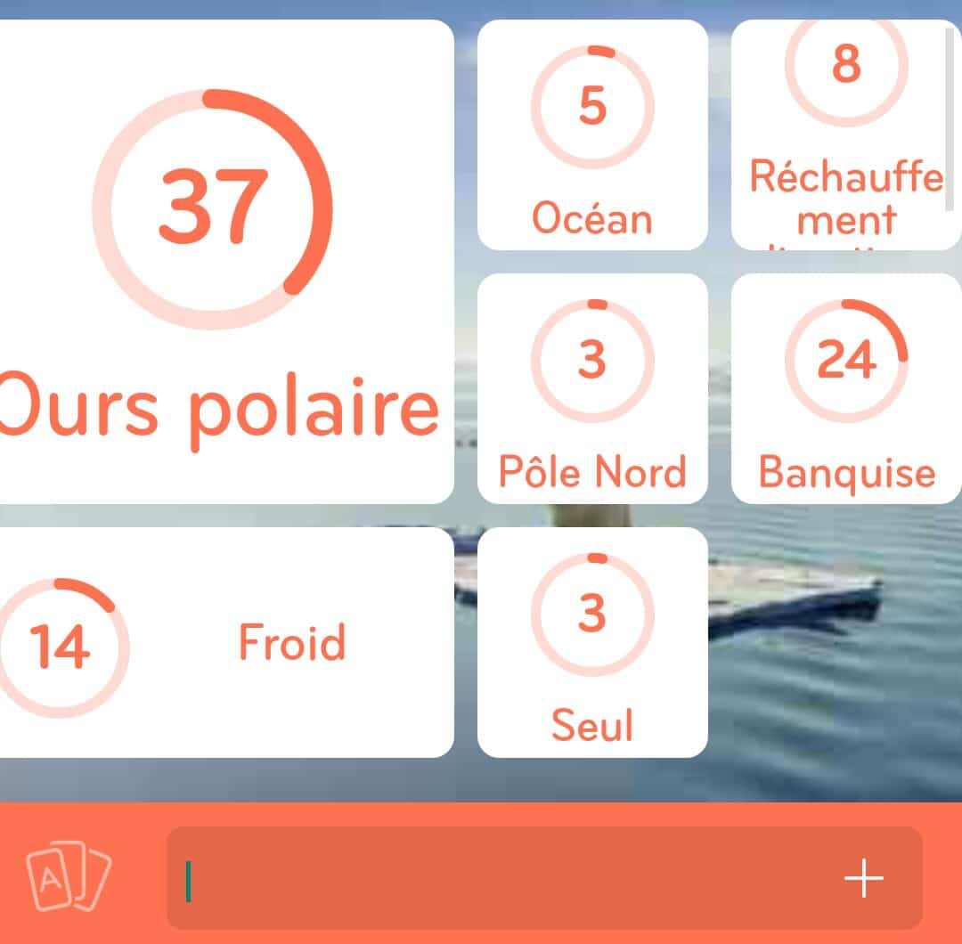 Images des solutions, réponses et aide pour le niveau 34 : Photo d'un ours polaire du jeu mobile 94%