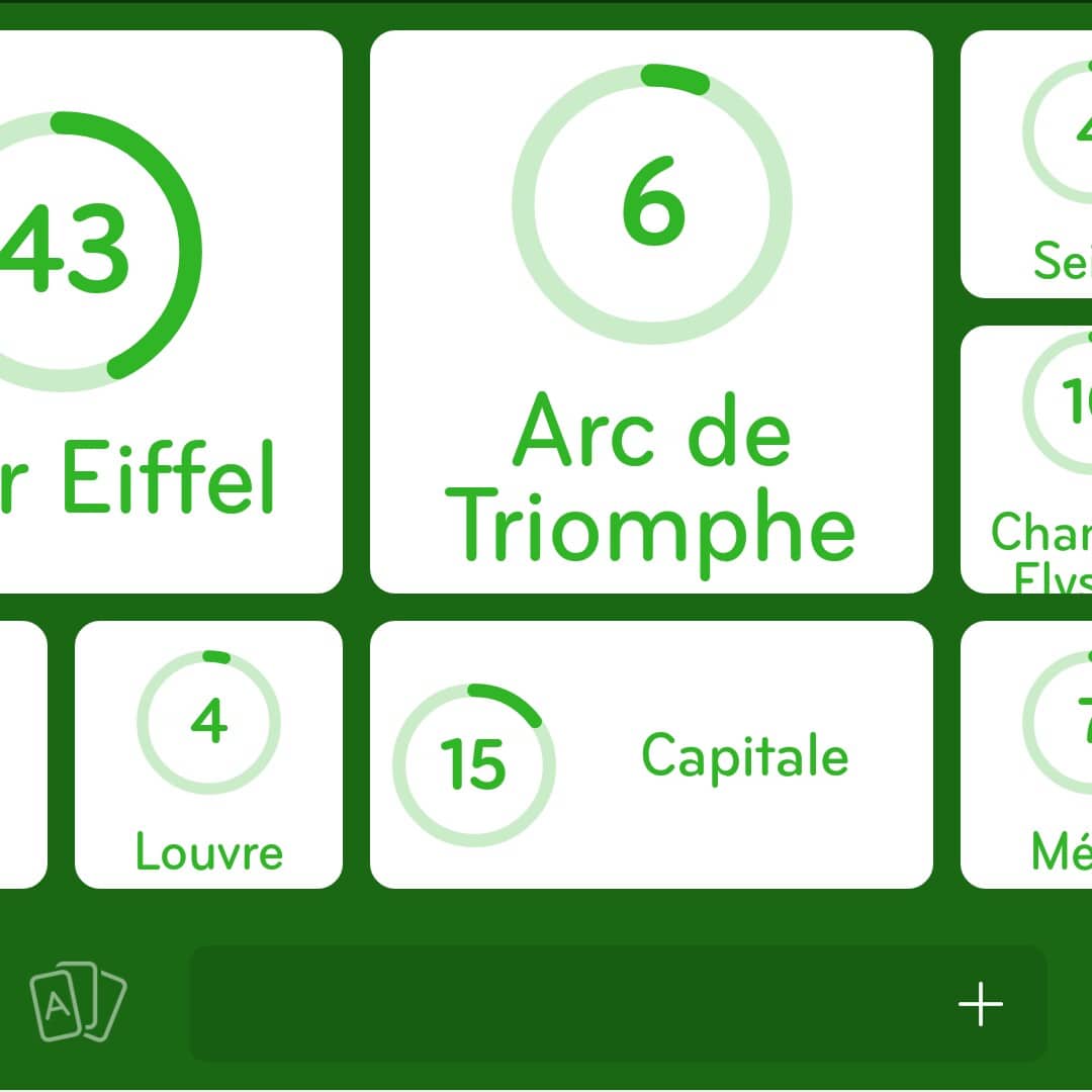 Images des solutions, réponses et aide pour le niveau 65 : Paris du jeu mobile 94%