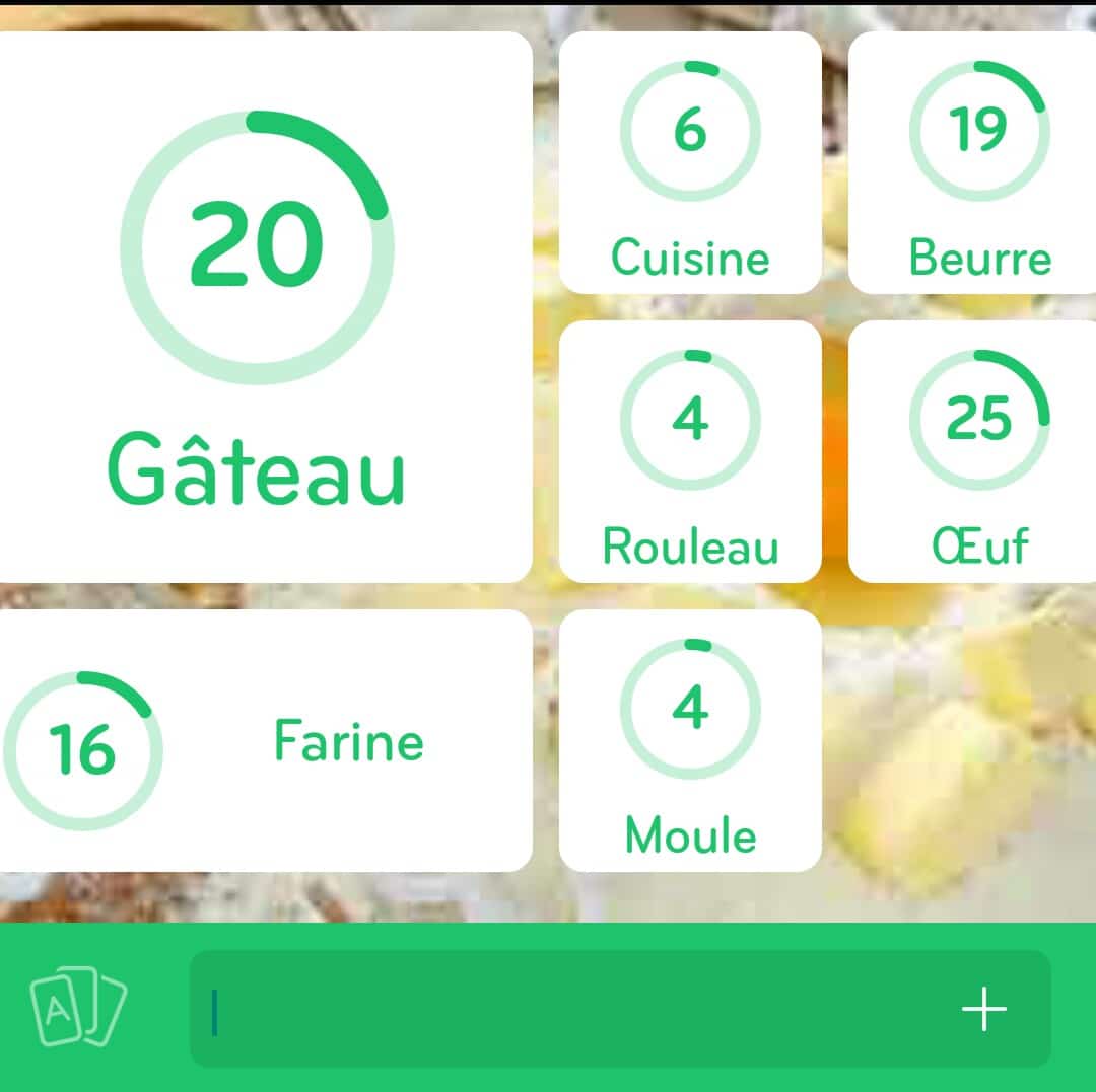 Images des solutions, réponses et aide pour le niveau 102 : Photo d’ingrédients pour préparer une pâtisserie du jeu mobile 94%