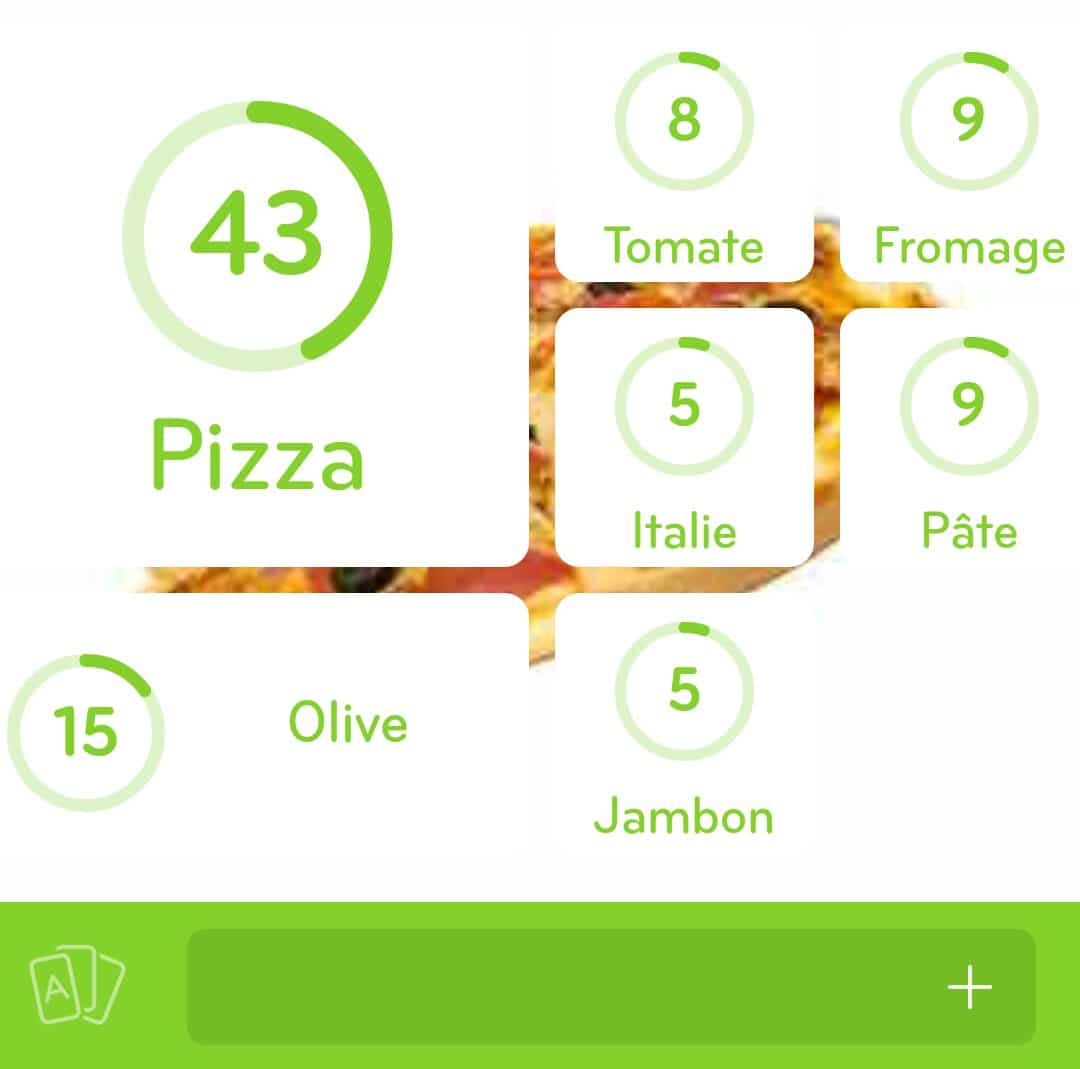 Images des solutions, réponses et aide pour le niveau 26 : Photo d'une pizza  du jeu mobile 94%