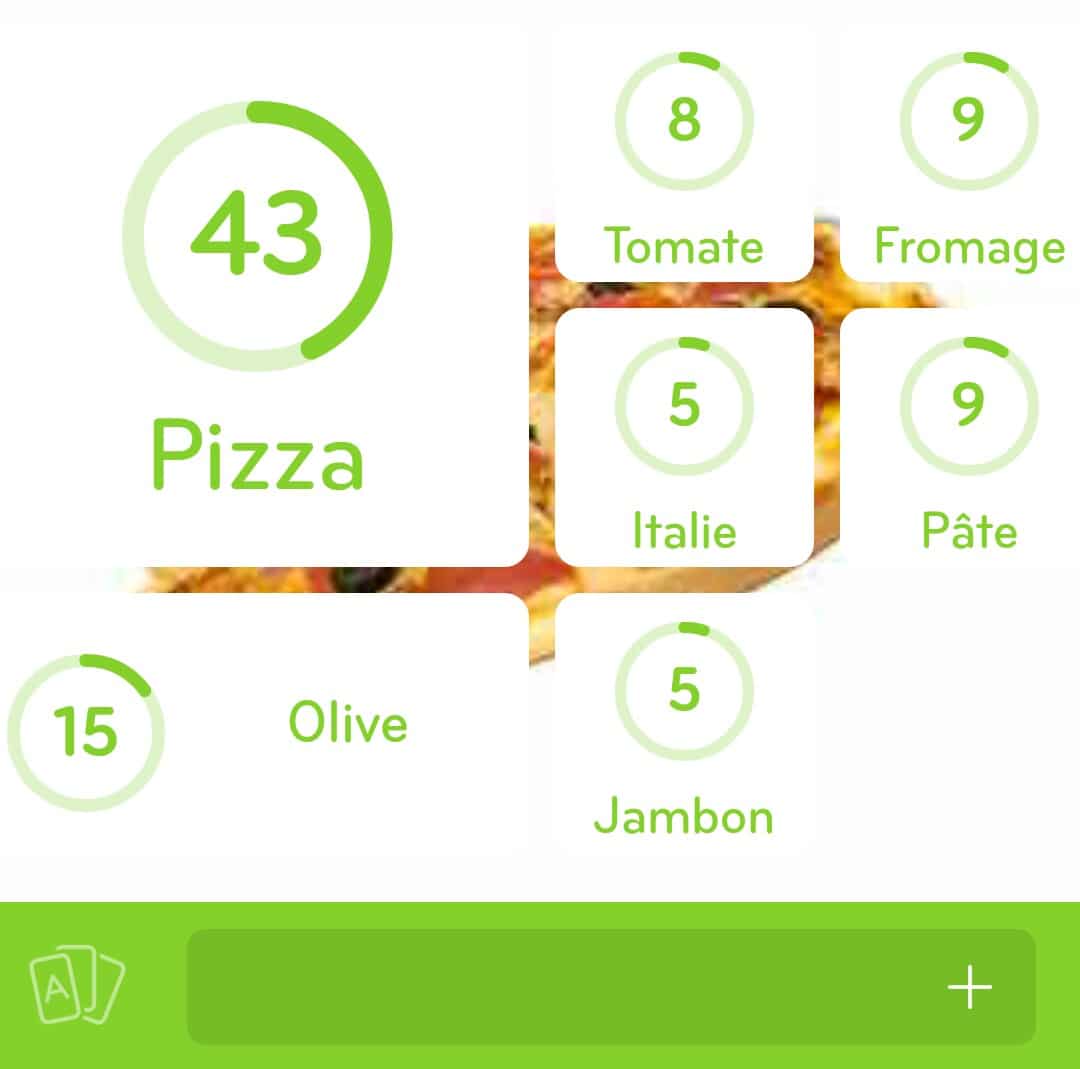 Images des solutions, réponses et aide pour le niveau 26 : Photo d'une pizza du jeu mobile 94%