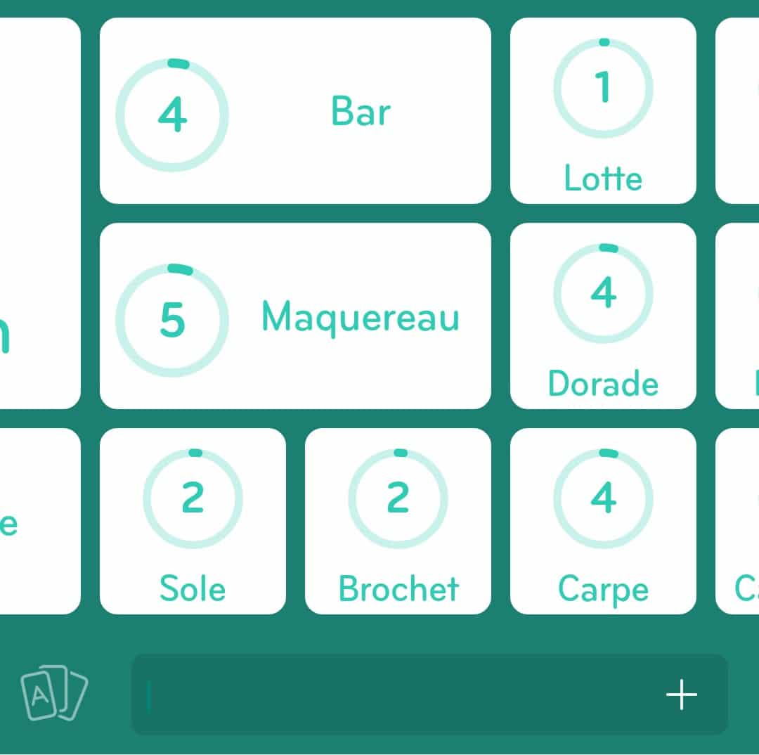 Images des solutions, réponses et aide pour le niveau 53 : Espèces de poissons du jeu mobile 94%