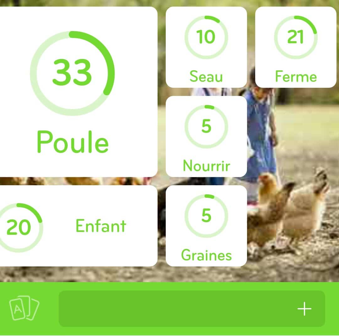 Images des solutions, réponses et aide pour le niveau 63 : Photo d'enfants donnant à manger à des poules  du jeu mobile 94%