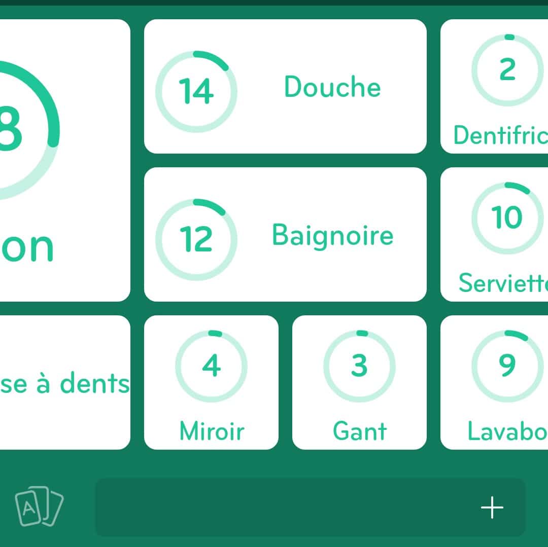 Images des solutions, réponses et aide pour le niveau 55 : Objet de la salle de bains  du jeu mobile 94%