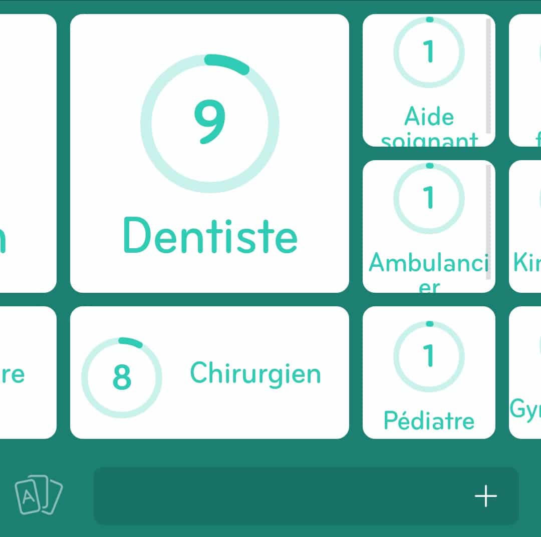 Images des solutions, réponses et aide pour le niveau 54 : Métiers de la santé du jeu mobile 94%