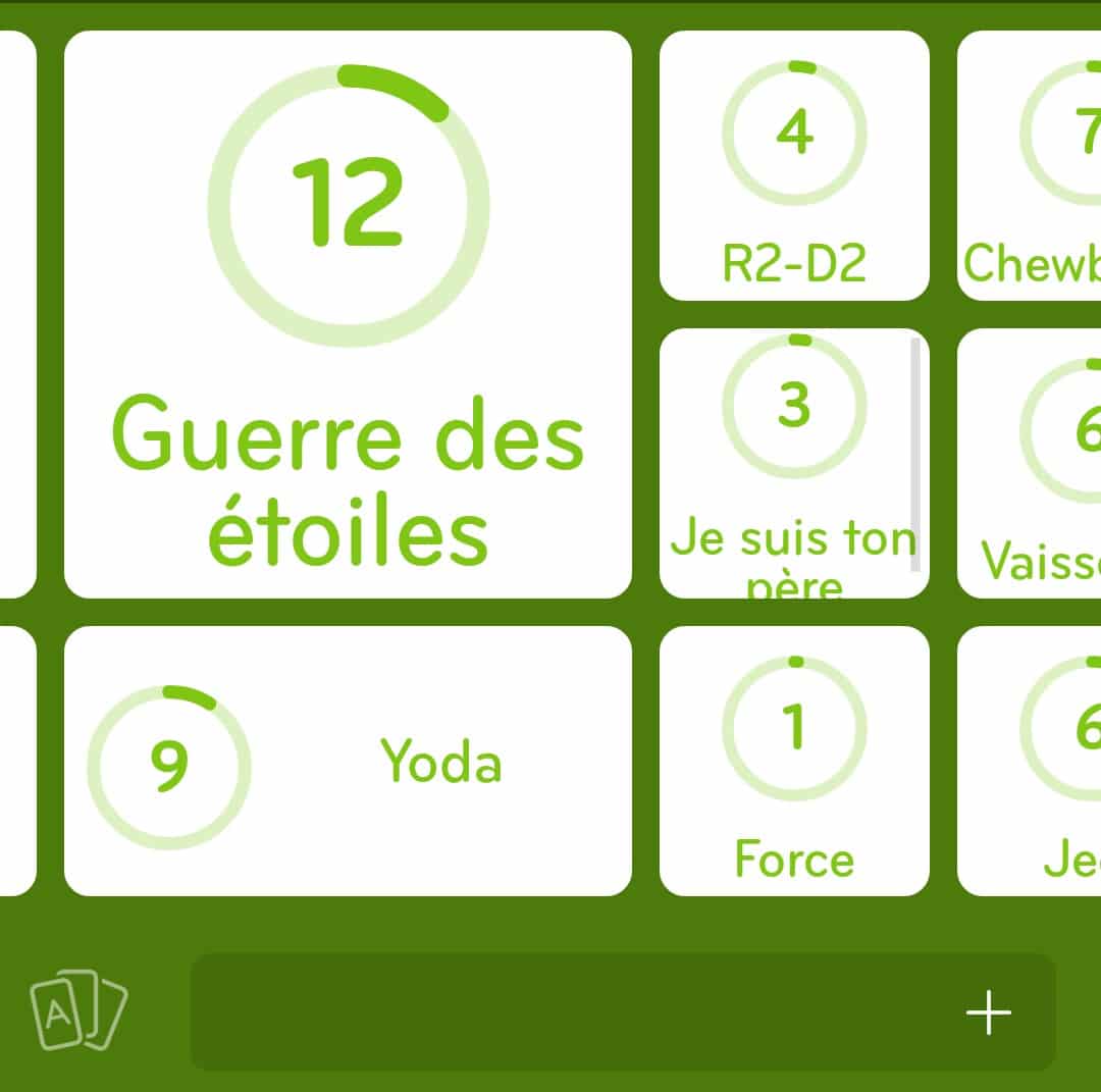 Images des solutions, réponses et aide pour le niveau 22 : Star Wars du jeu mobile 94%
