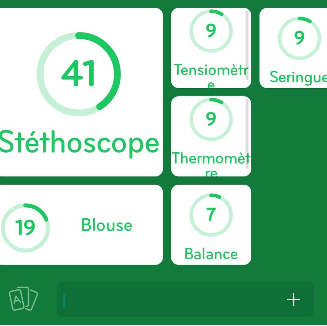 Images des solutions, réponses et aide pour le niveau 151 : Accessoires d’un docteur du jeu mobile 94%