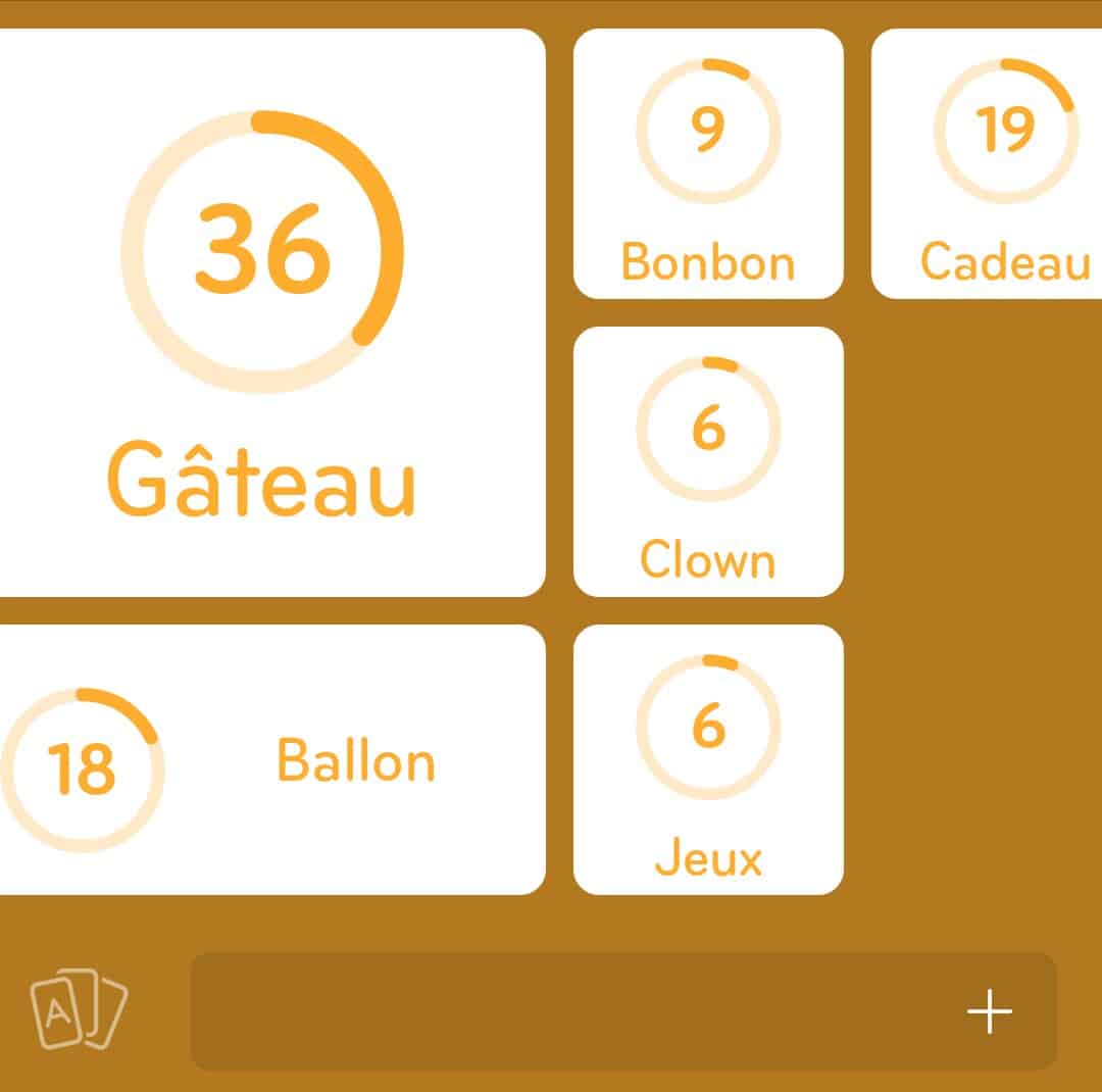 Images des solutions, réponses et aide pour le niveau 166 : Choses présentes lors d’un anniversaire d’enfant du jeu mobile 94%