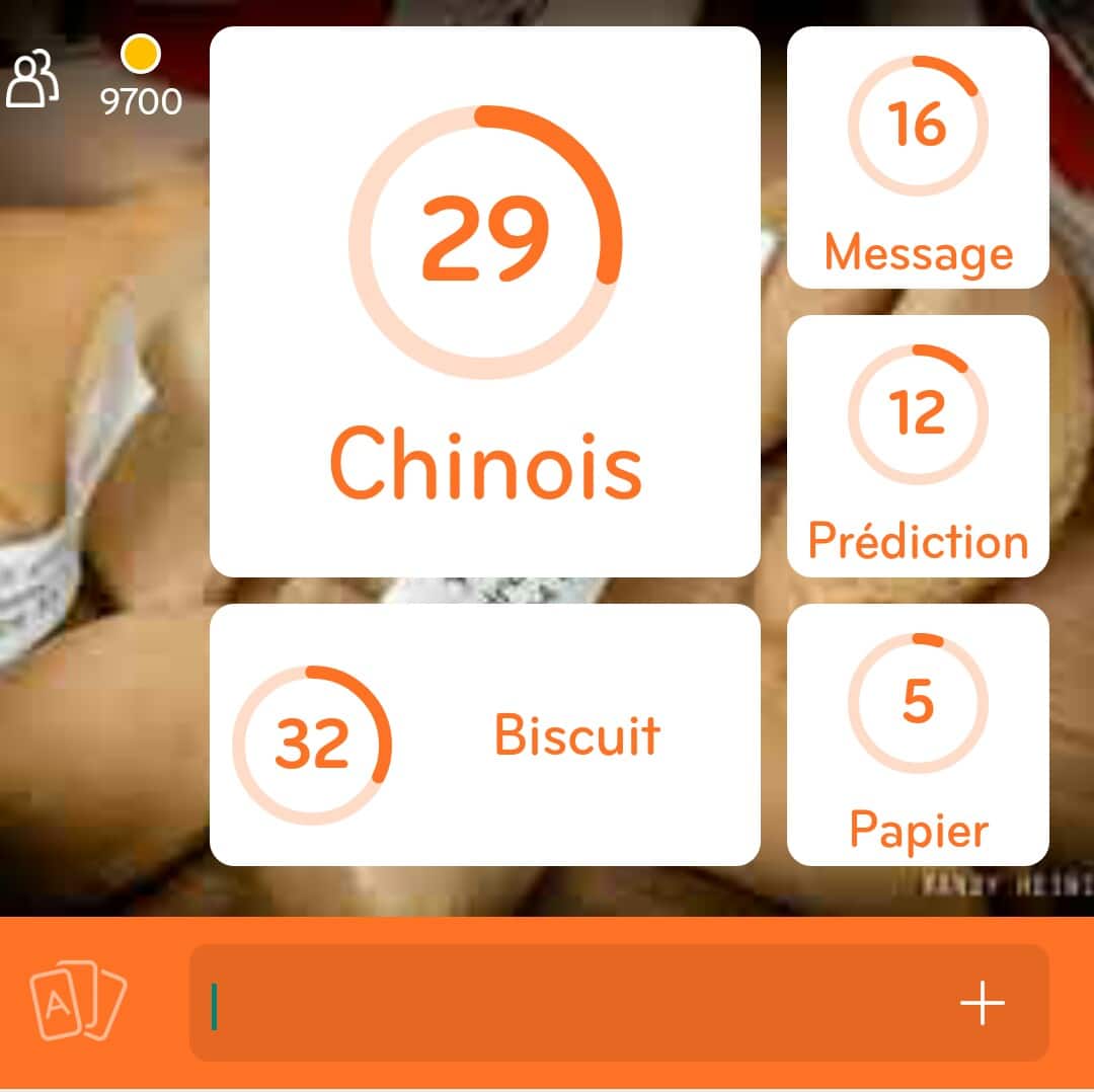 Images des solutions, réponses et aide pour le niveau 169 : Photo de biscuits chinois du jeu mobile 94%