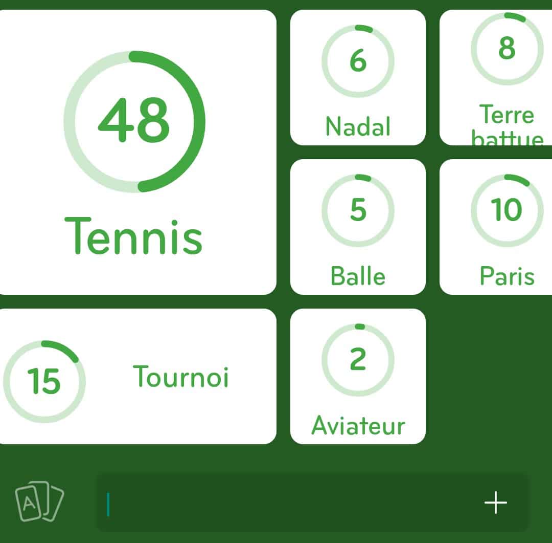 Images des solutions, réponses et aide pour le niveau 200 : Roland-Garros du jeu mobile 94%
