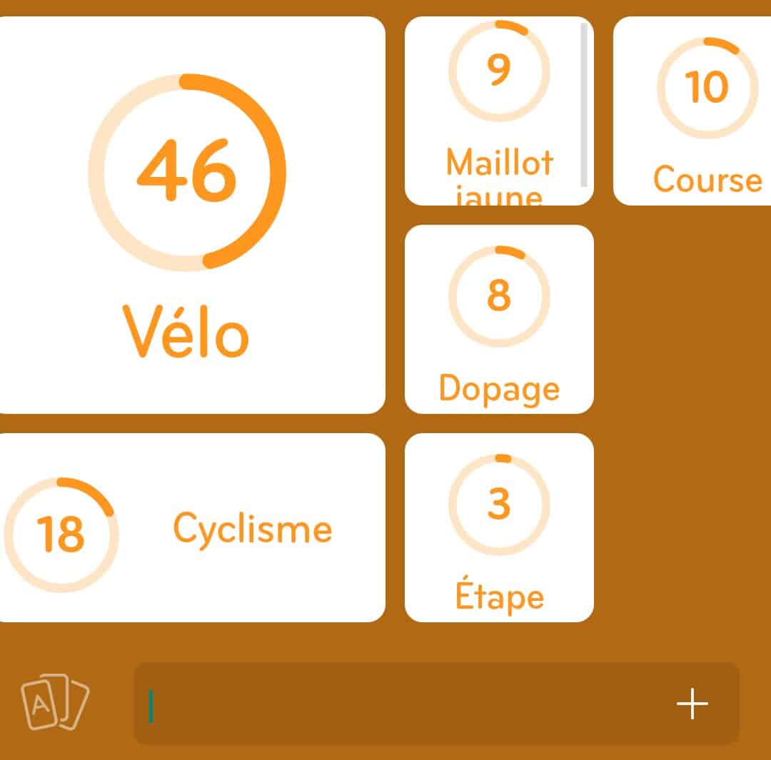Images des solutions, réponses et aide pour le niveau 213 : Tour de France du jeu mobile 94%