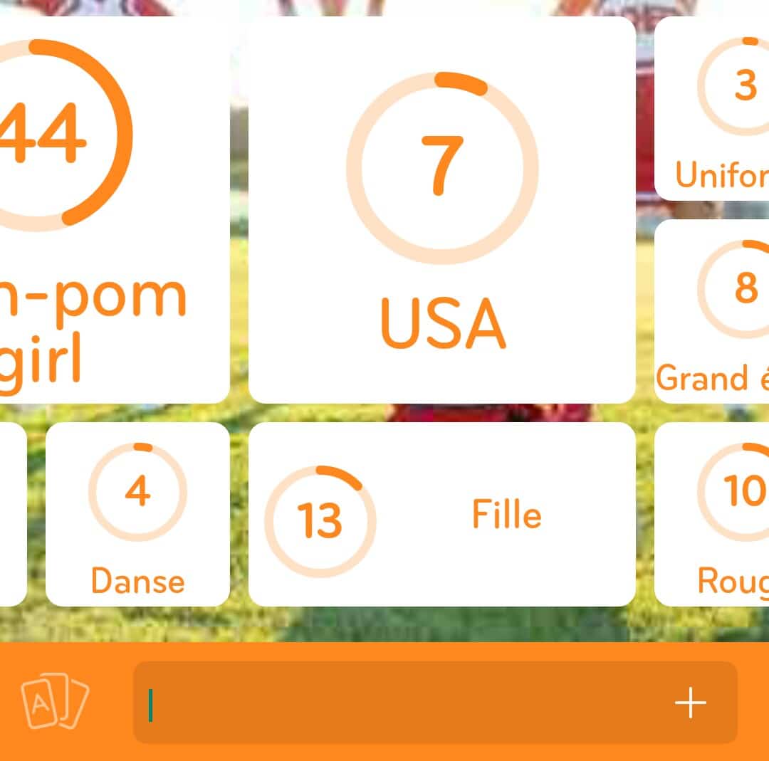 Images des solutions, réponses et aide pour le niveau 213 : Photo de pom-pom girls du jeu mobile 94%