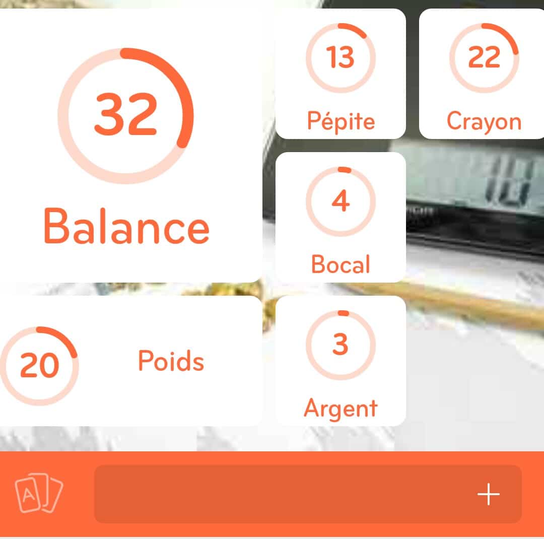 Images des solutions, réponses et aide pour le niveau 217 : Photo d'une balance avec des notes du jeu mobile 94%