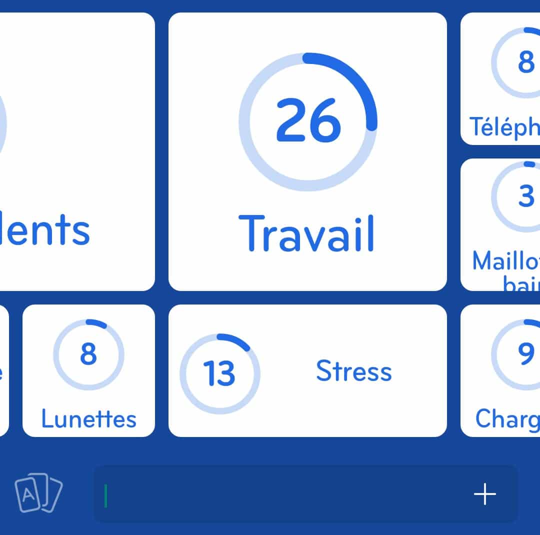 Images des solutions, réponses et aide pour le niveau 228 : On l’oublie quand on part en vacances du jeu mobile 94%