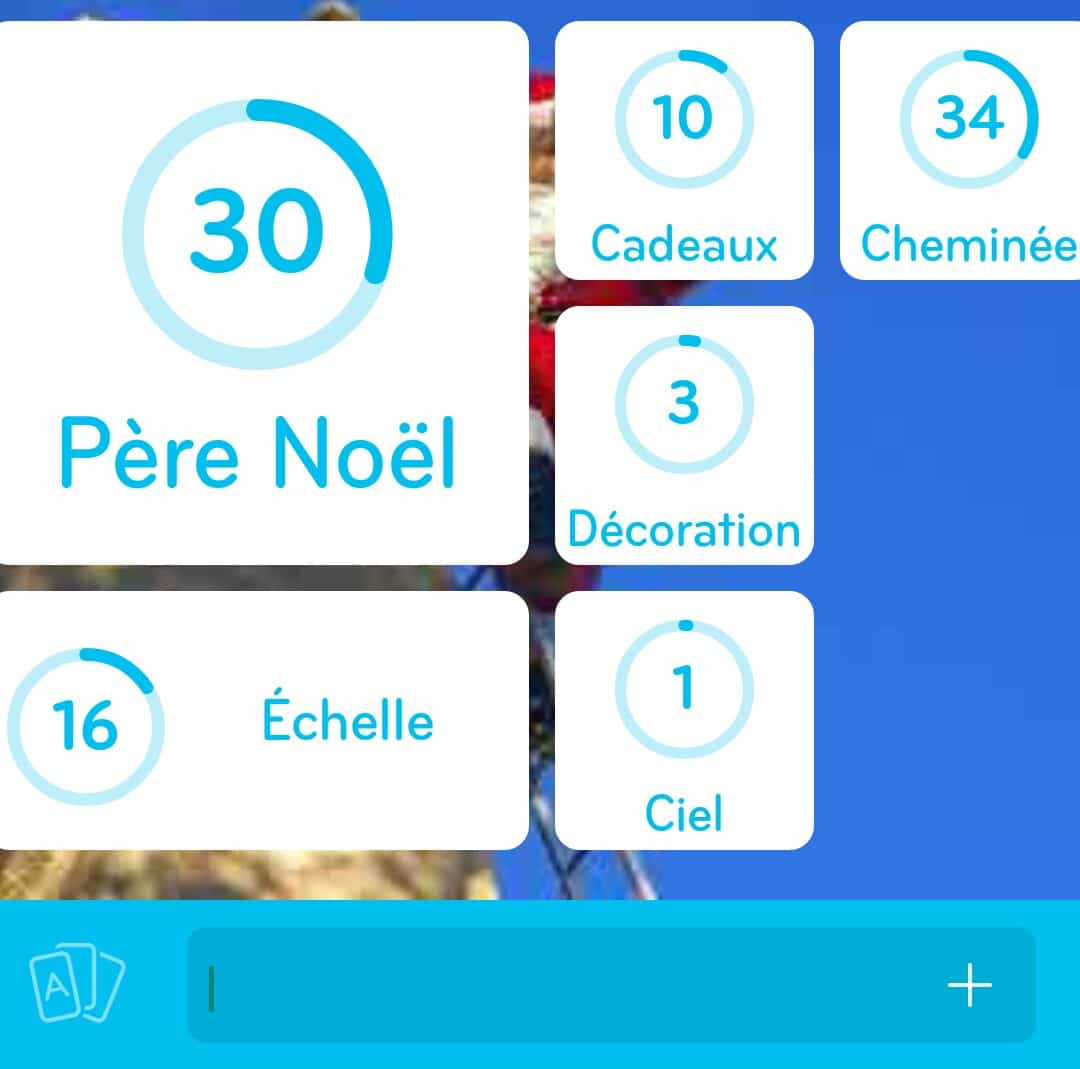 Images des solutions, réponses et aide pour le niveau 235 : Photo d'un Père Noël du jeu mobile 94%