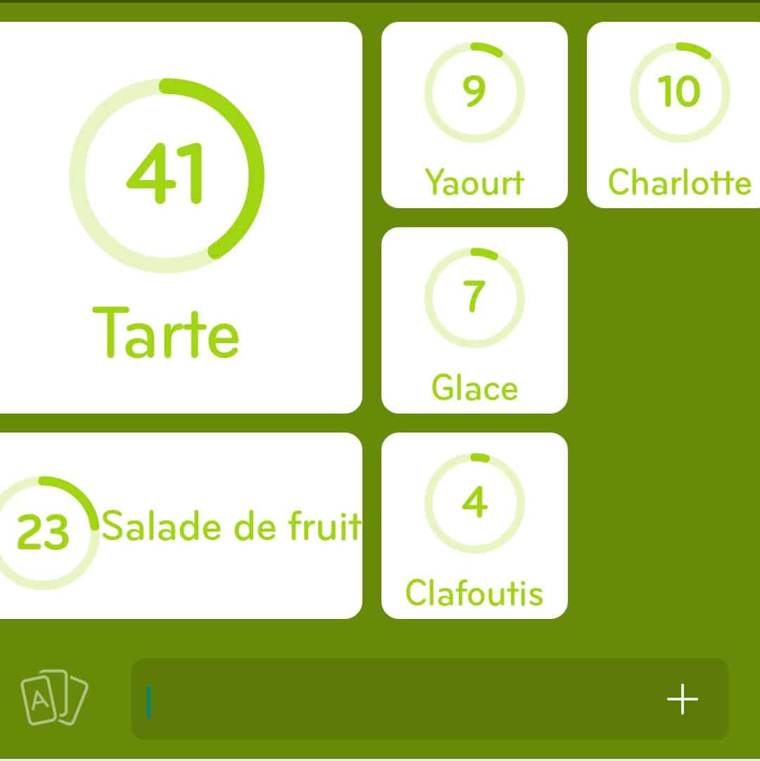 Images des solutions, réponses et aide pour le niveau 254 : Dessert aux fruits du jeu mobile 94%