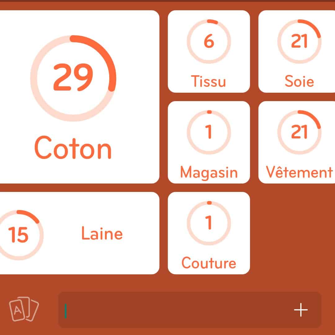 Images des solutions, réponses et aide pour le niveau 265 : Textile du jeu mobile 94%