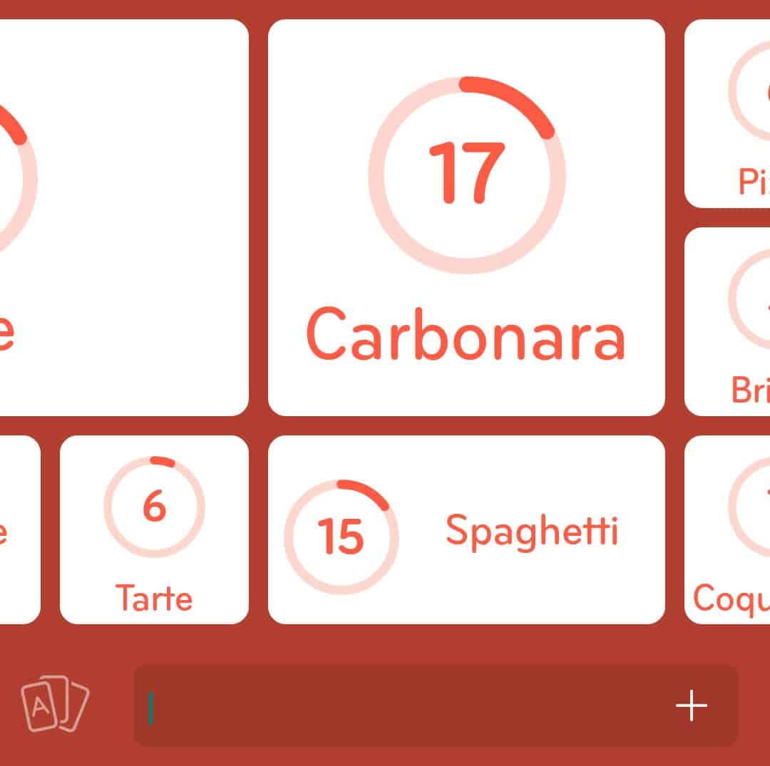 Images des solutions, réponses et aide pour le niveau 267 : Pâte du jeu mobile 94%