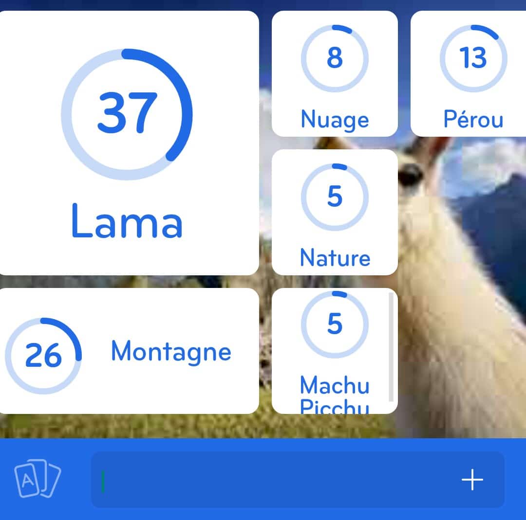 Images des solutions, réponses et aide pour le niveau 273 : Photo d’un Lama du jeu mobile 94%