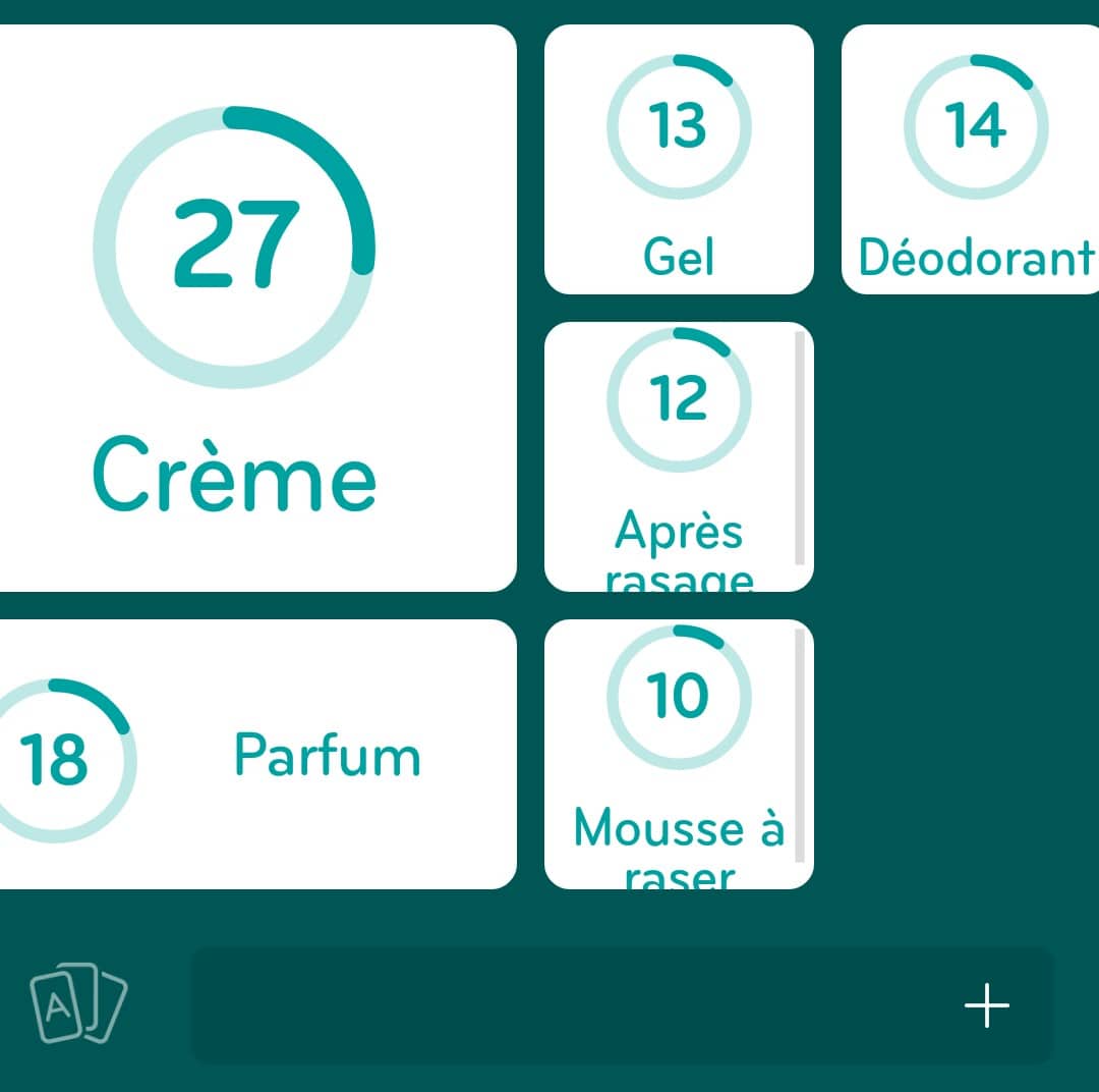 Images des solutions, réponses et aide pour le niveau 281 : Produit de beauté utilisé par les hommes du jeu mobile 94%