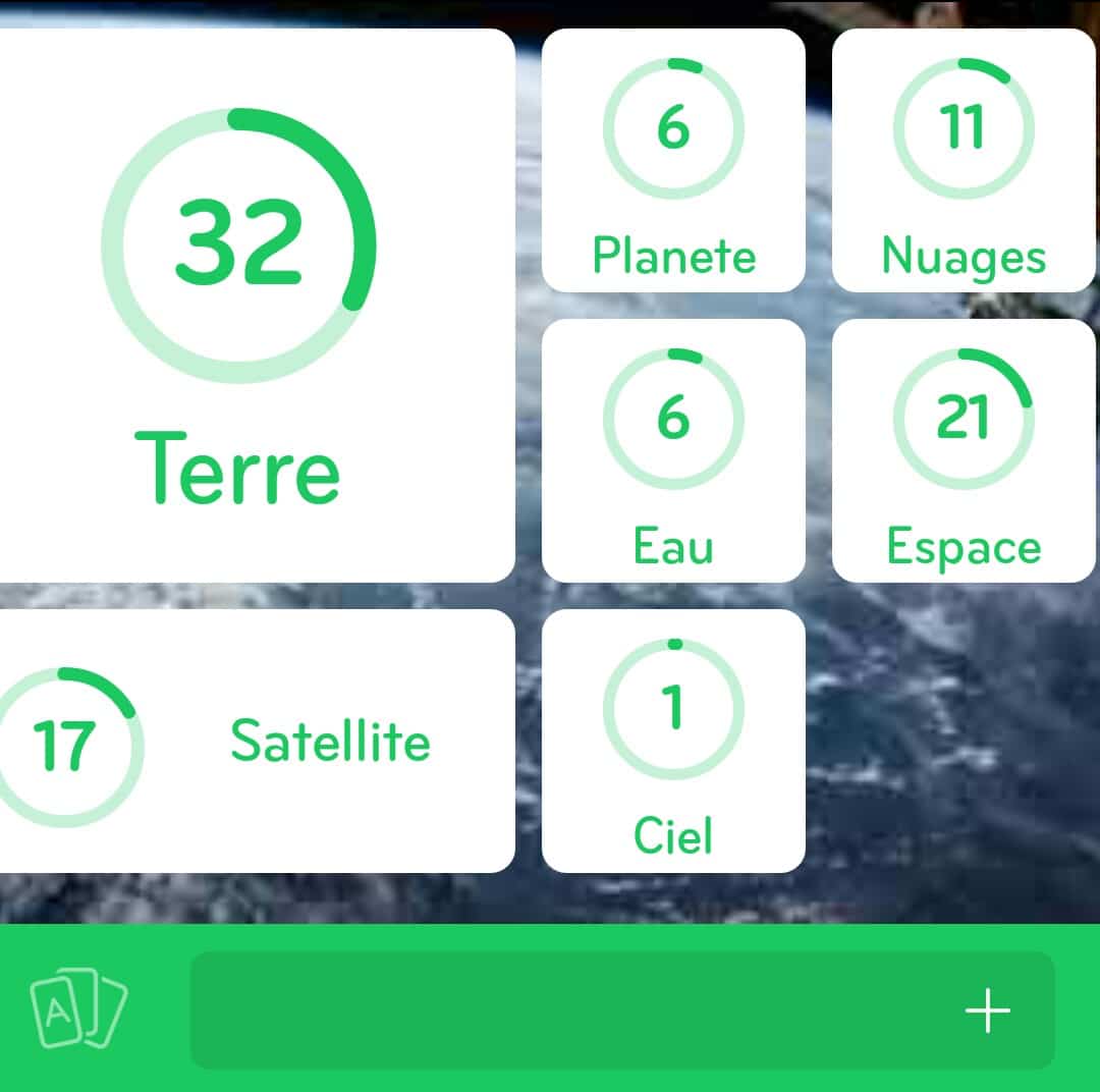 Images des solutions, réponses et aide pour le niveau 287 : Photo de la Terre vue de l'espace du jeu mobile 94%