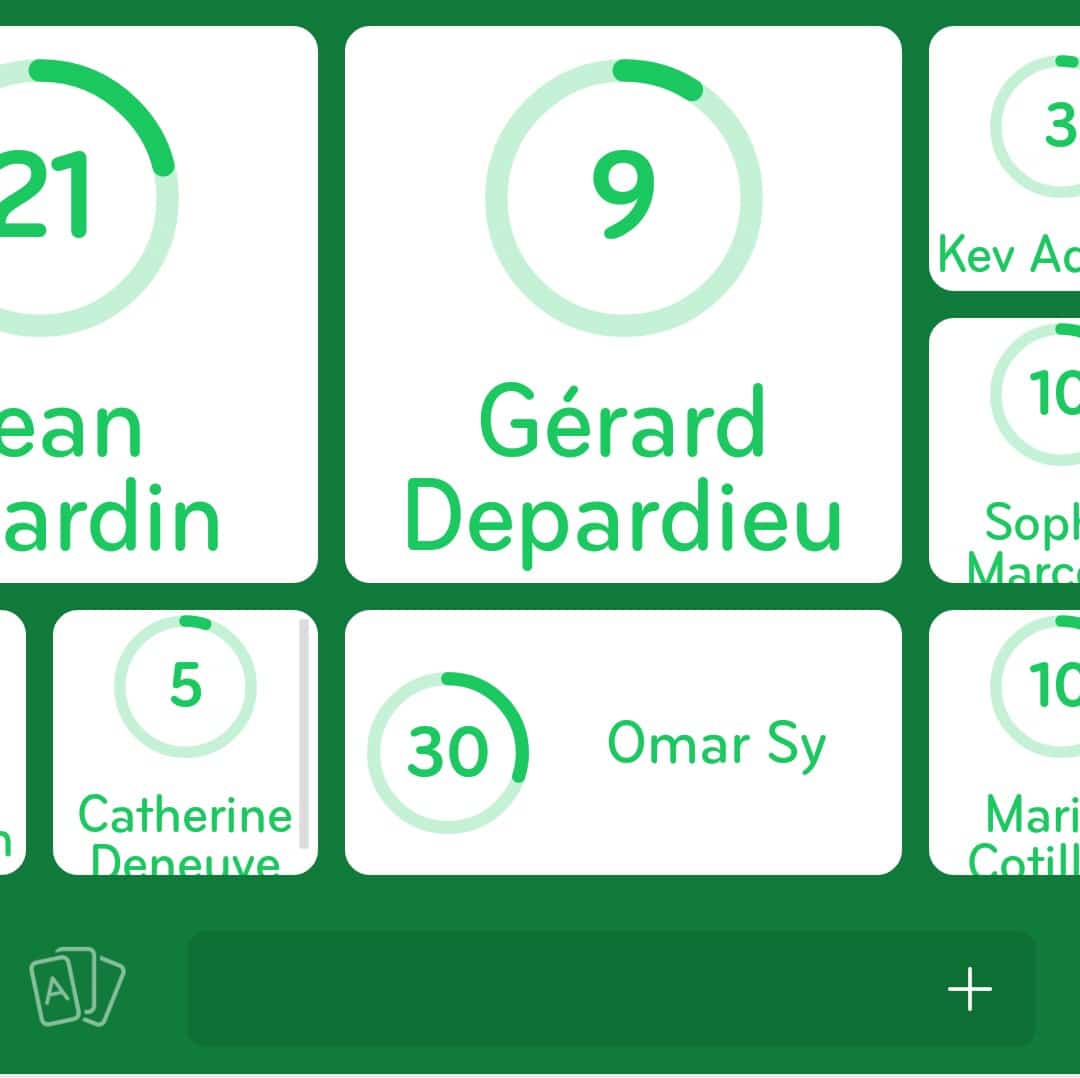 Images des solutions, réponses et aide pour le niveau 288 : Acteur ou actrice préféré(e) des Français du jeu mobile 94%