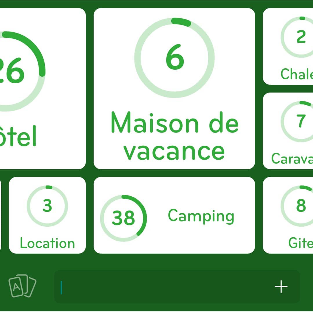 Images des solutions, réponses et aide pour le niveau 292 : Lieu où dormir en vacances du jeu mobile 94%