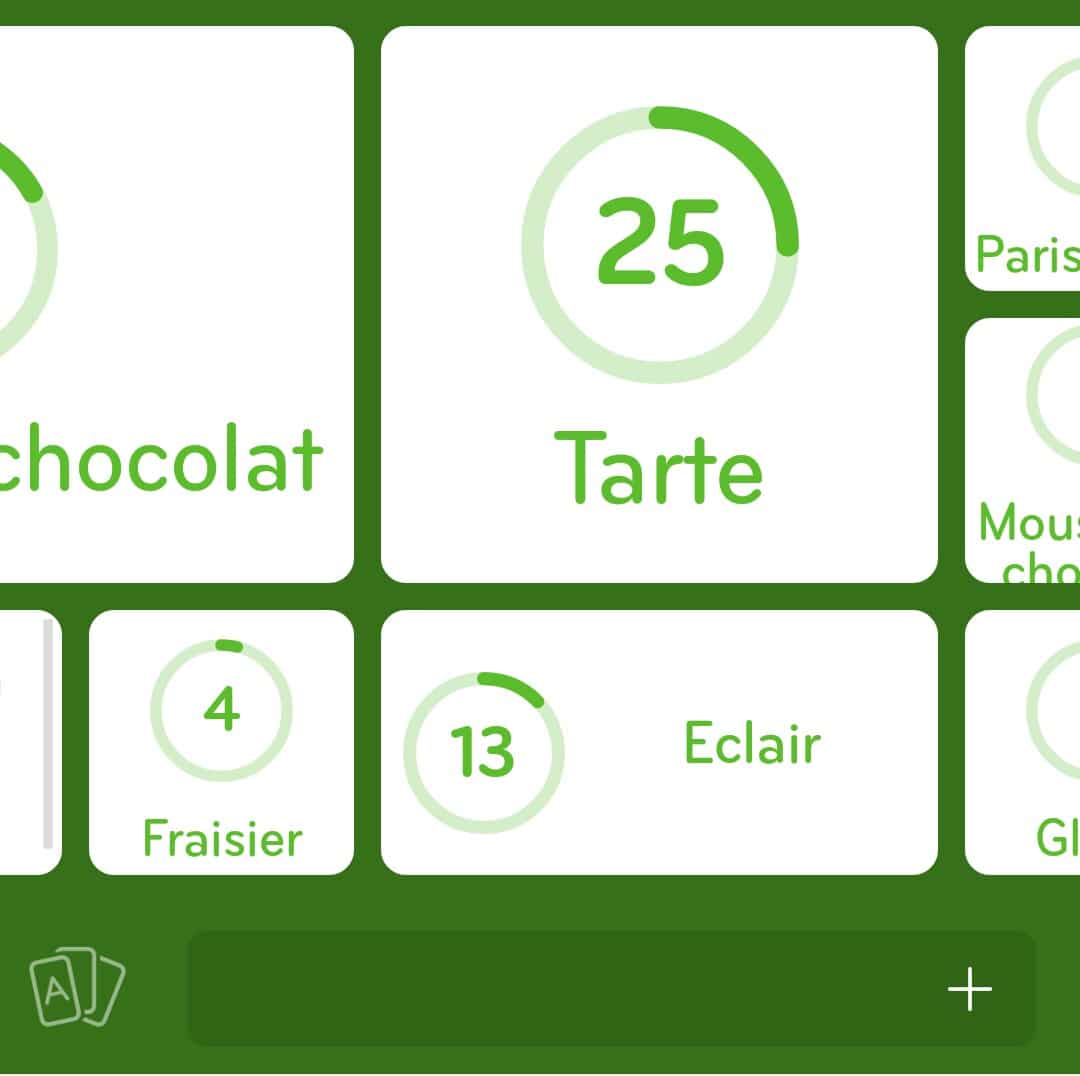Images des solutions, réponses et aide pour le niveau 296 : Dessert préféré en France du jeu mobile 94%