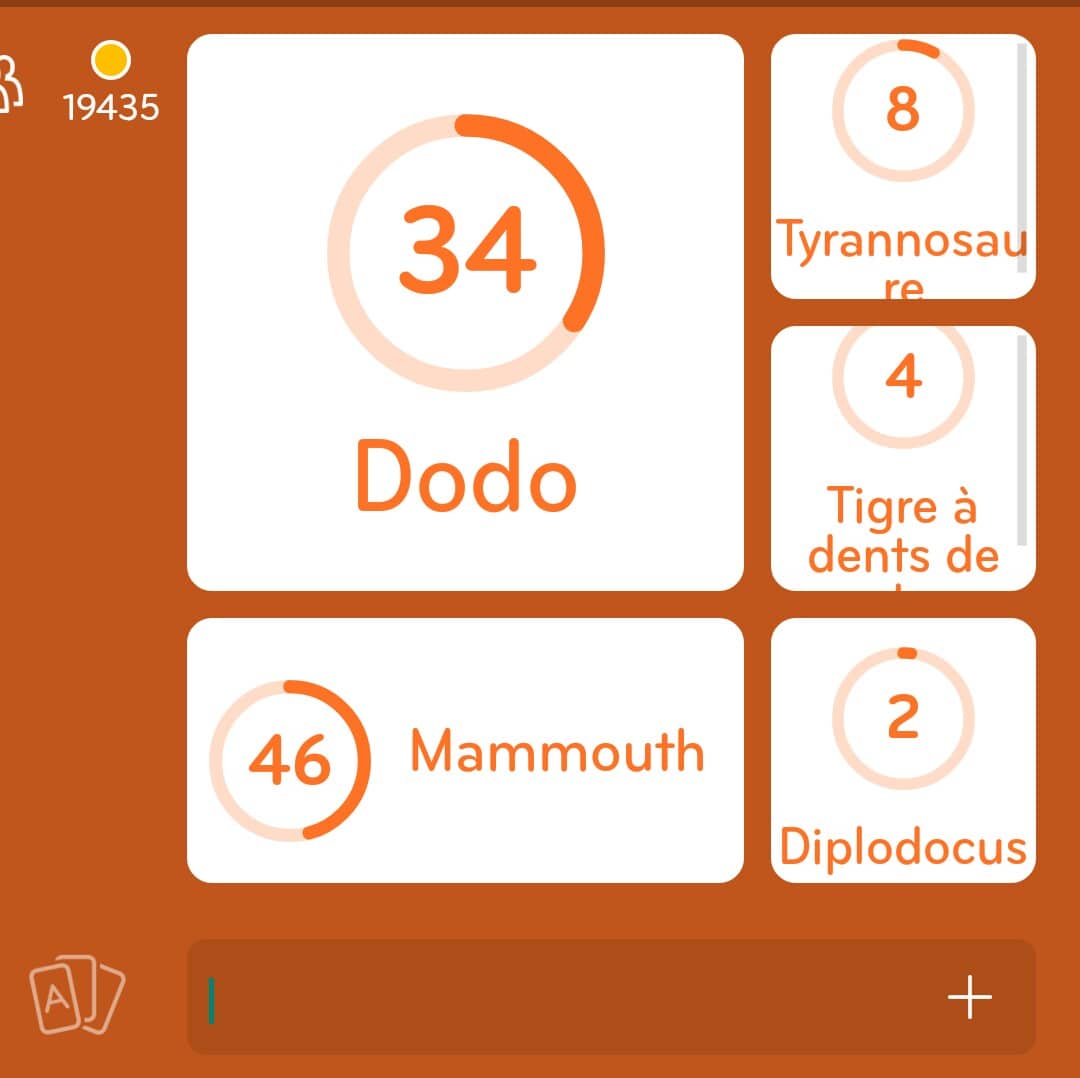 Images des solutions, réponses et aide pour le niveau 308 : Animaux disparus du jeu mobile 94%