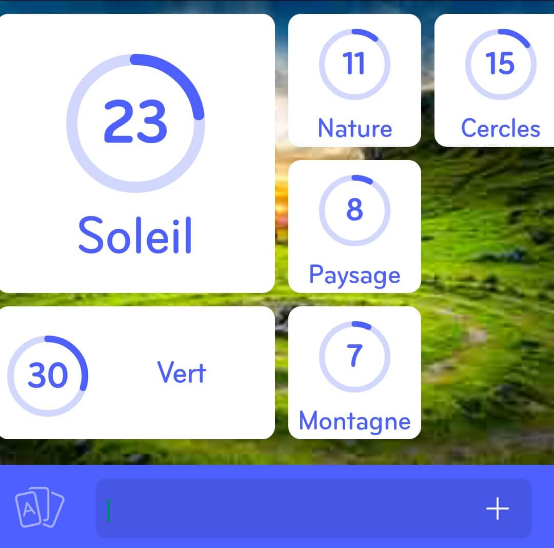 Images des solutions, réponses et aide pour le niveau 315 : Cercles de terres dans les montagnes du jeu mobile 94%