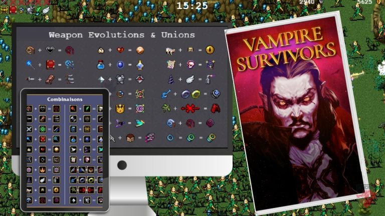 Tutorial kombo senjata + pencapaian Steam Vampire Survivors