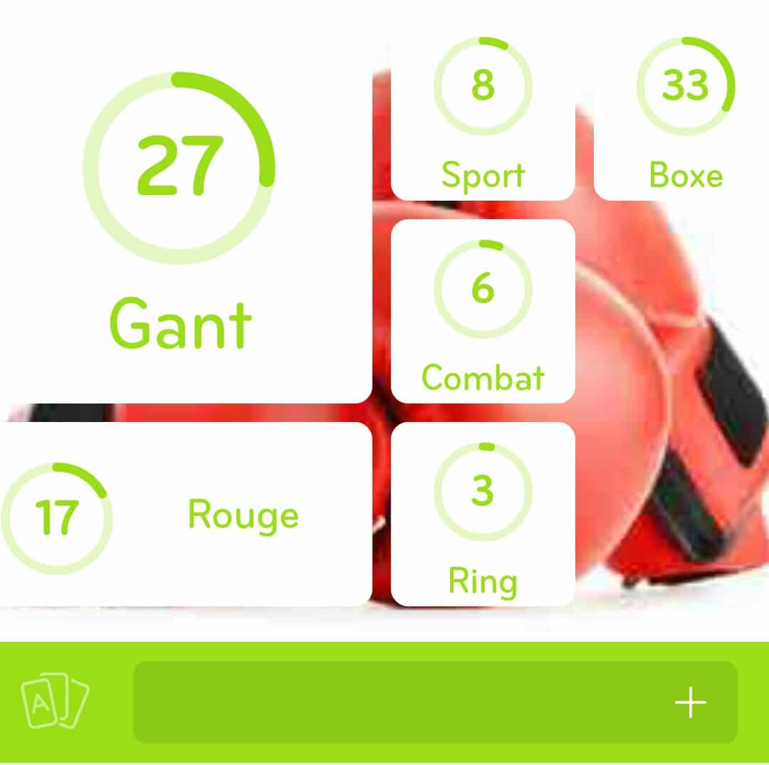 Images des solutions, réponses et aide pour le niveau 160 : Photo de deux gants de boxe rouge du jeu mobile 94%