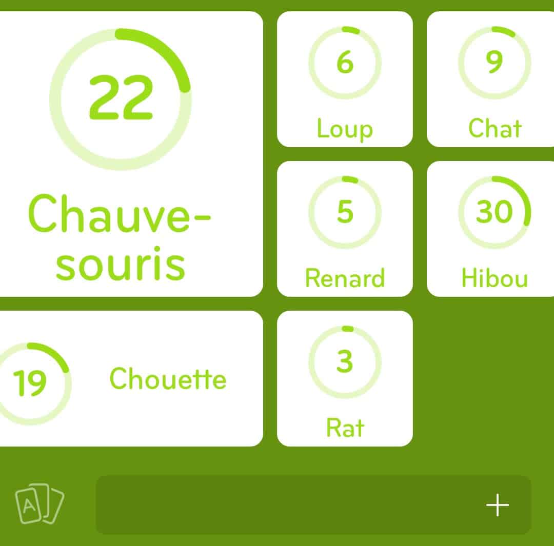 Images des solutions, réponses et aide pour le niveau 161 : Animaux nocturnes du jeu mobile 94%