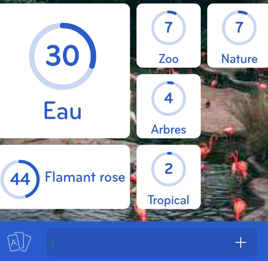 Images des solutions, réponses et aide pour le niveau 318 : Flamants roses du jeu mobile 94%