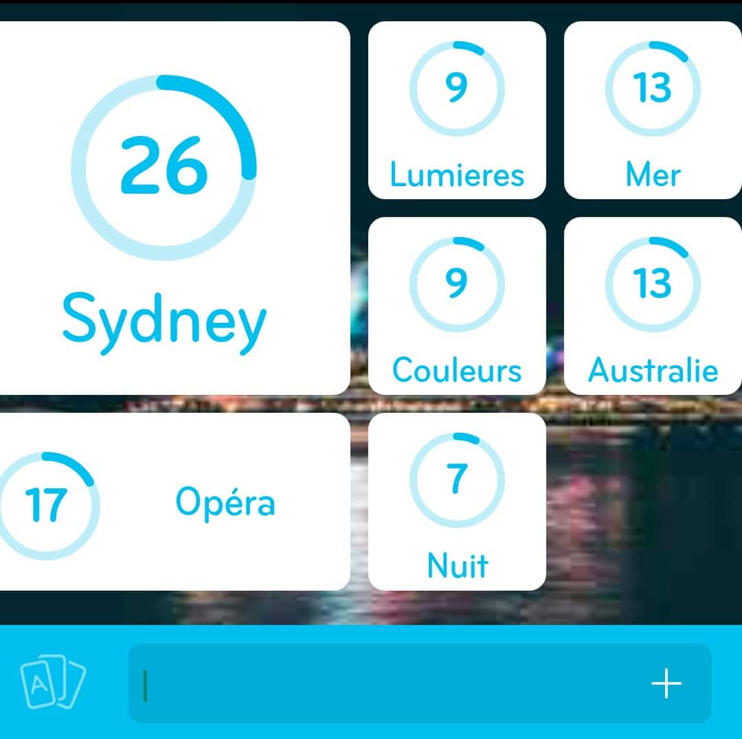 Images des solutions, réponses et aide pour le niveau 323 : Opéra de Sydney du jeu mobile 94%