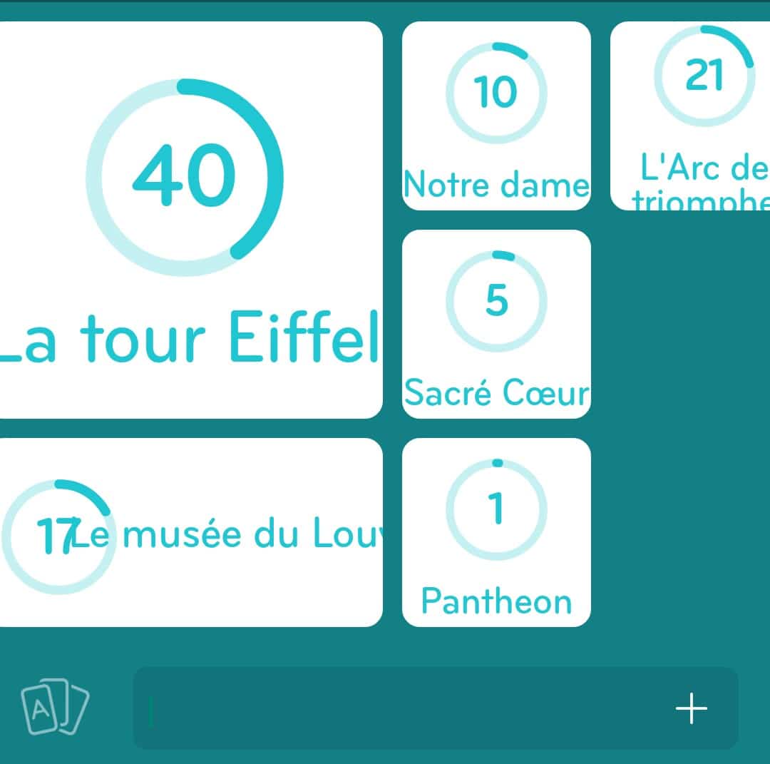 Images des solutions, réponses et aide pour le niveau 326 : Monuments de Paris du jeu mobile 94%