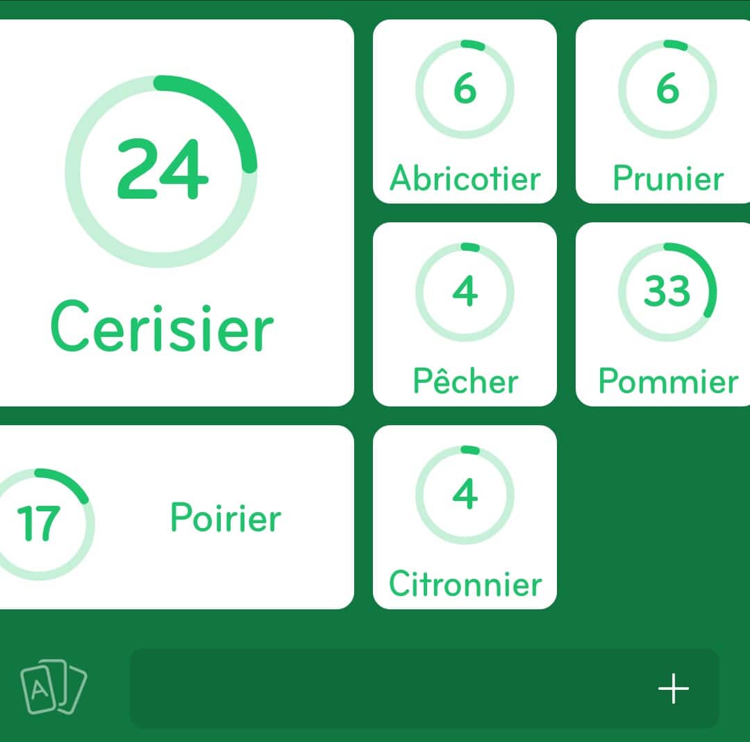 Images des solutions, réponses et aide pour le niveau 334 : Citez un arbre à fruit que vous pouvez planter dans votre jardin du jeu mobile 94%