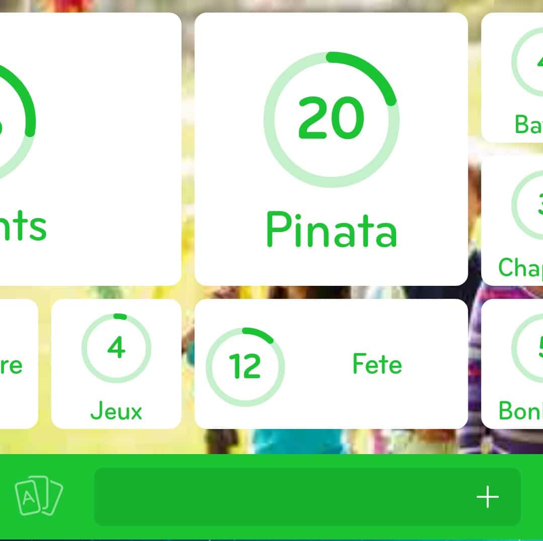 Images des solutions, réponses et aide pour le niveau 338 : Fille tape sur une pinata du jeu mobile 94%