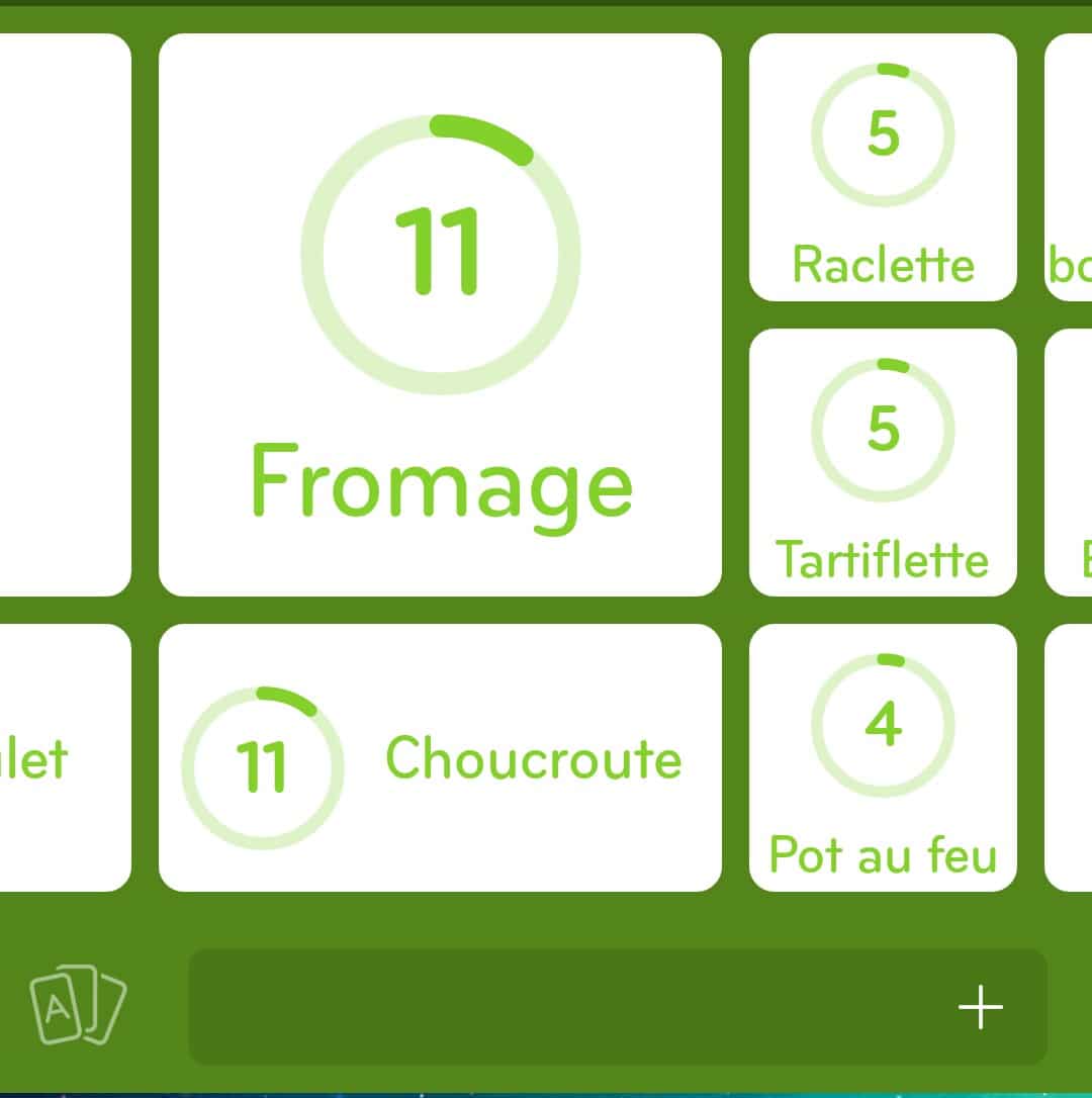 Images des solutions, réponses et aide pour le niveau 344 : Spécialités de la cuisine française du jeu mobile 94%