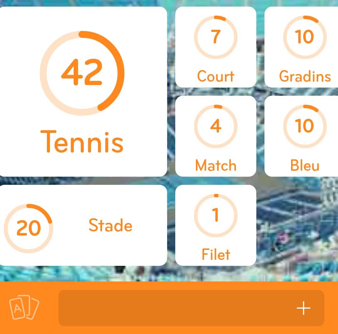 Images des solutions, réponses et aide pour le niveau 351 : Photo d'un cours de tennis du jeu mobile 94%