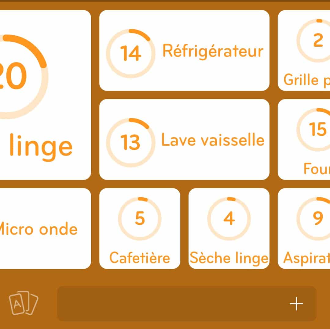 Images des solutions, réponses et aide pour le niveau 352 : Électroménager du jeu mobile 94%