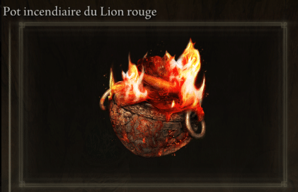 Imagem do pote incendiário do Leão Vermelho em Elden Ring