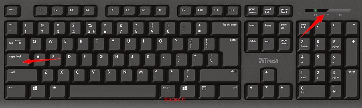 Keyboard lock (cap lock) write in uppercase