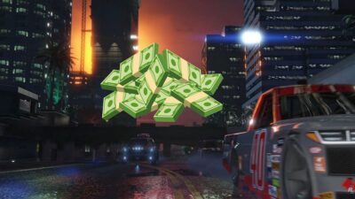 Illustration of the money obtained after a bank robbery in GTA Online
