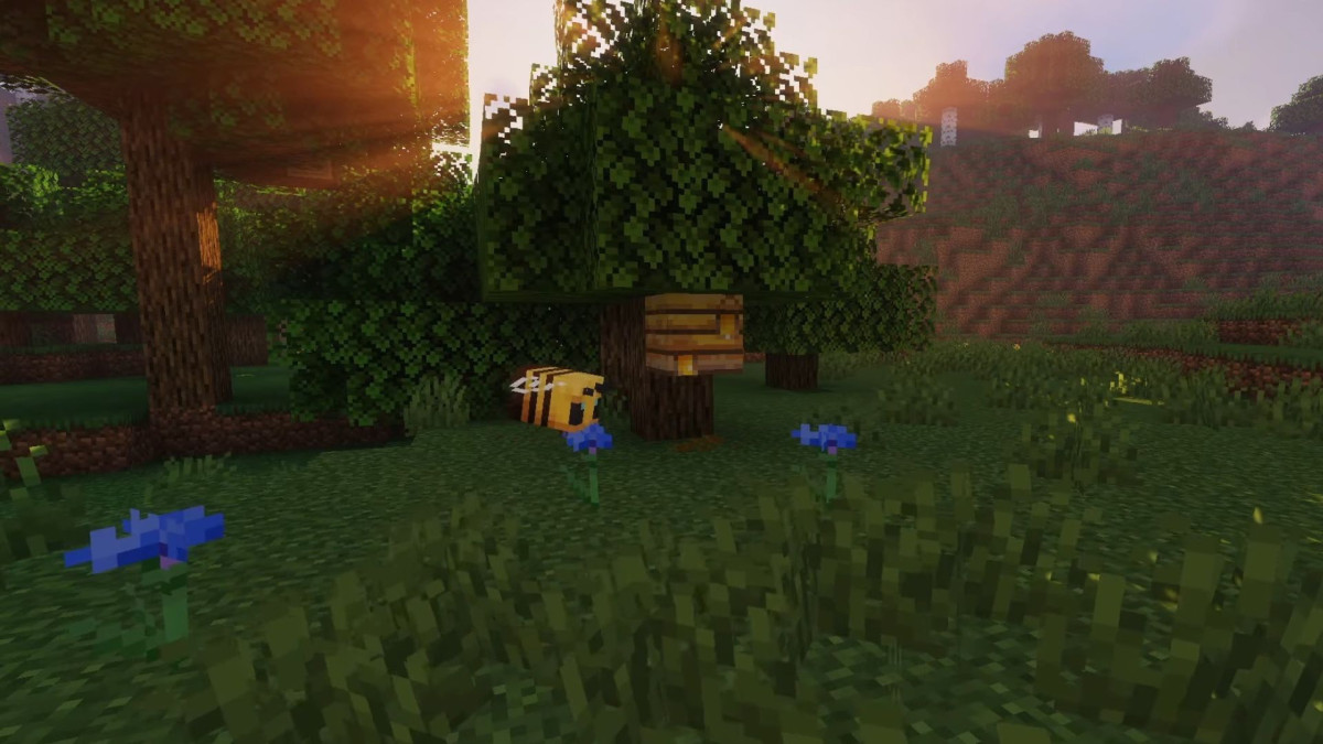 Ilustrasi sarang lebah madu dalam Minecraft