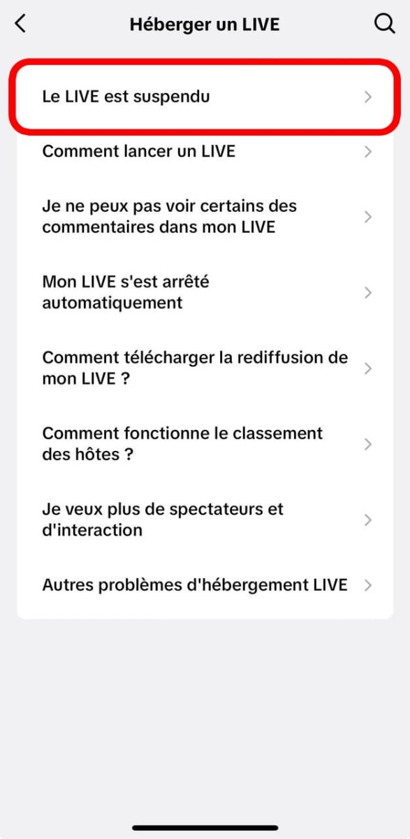 Ecrã no TikTok, para mostrar que o LIVE está suspenso 
