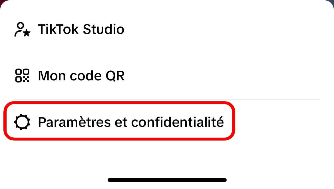 Ecrã no TikTok para ilustrar Definições e Privacidade 